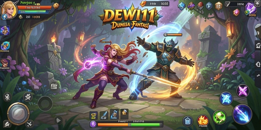 Screenshot utama DEWI11 menunjukkan aksi pertarungan yang mendebarkan.
