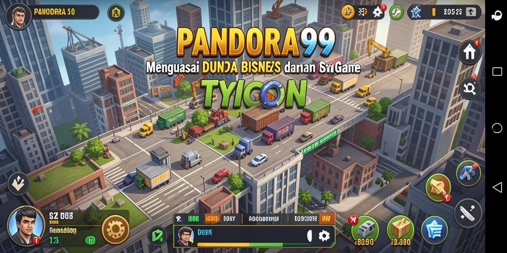 Tampilan gameplay <strong>PANDORA99</strong> yang menarik dan penuh strategi dalam membangun bisnis.