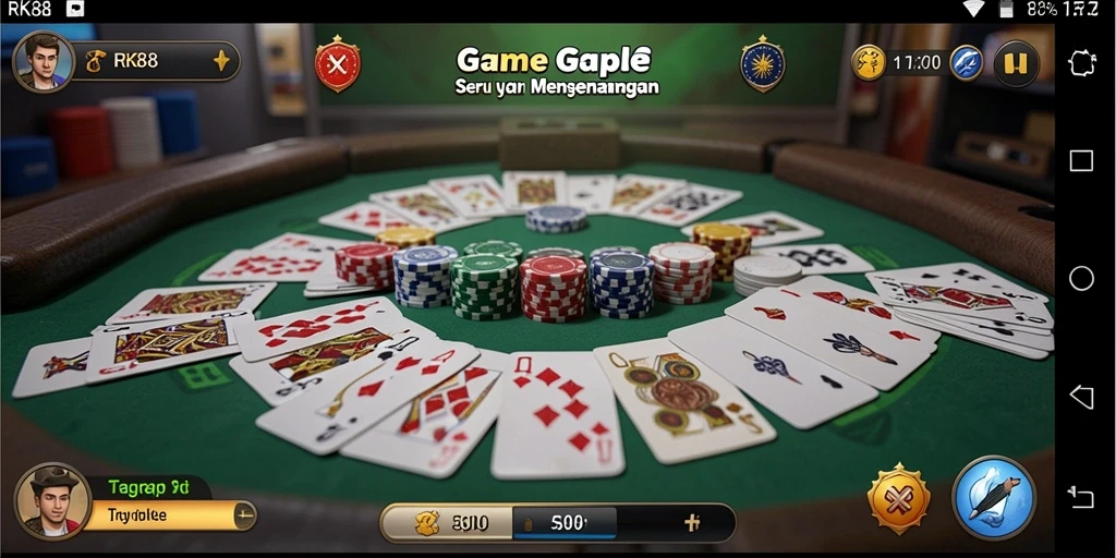 Screenshot gameplay RK88 yang menampilkan suasana bermain Gaple yang seru.