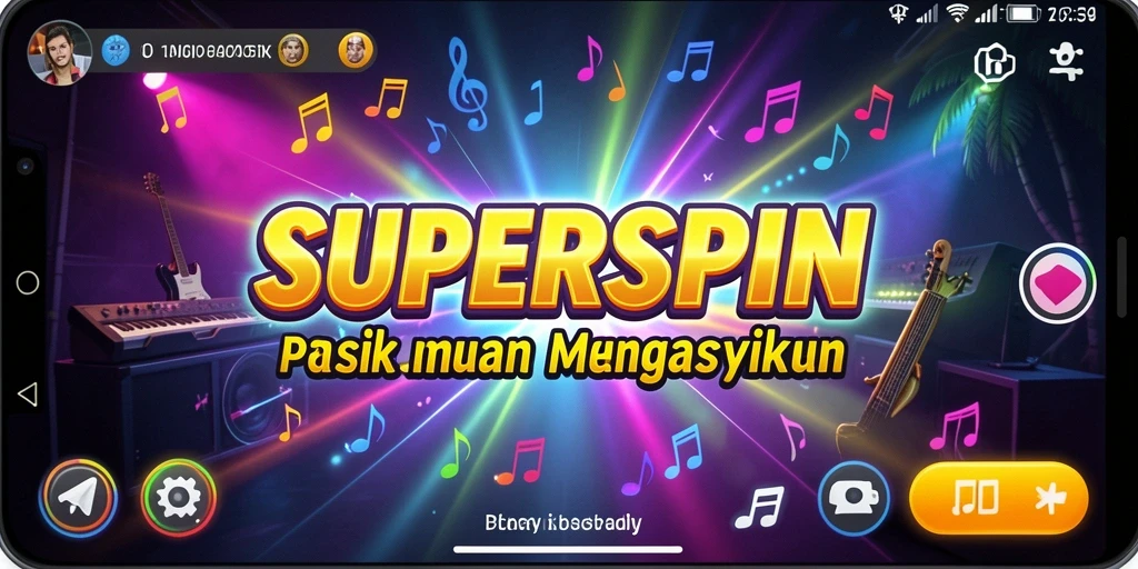 Screenshot gameplay SUPERSPIN yang menampilkan keseruan bermain musik.