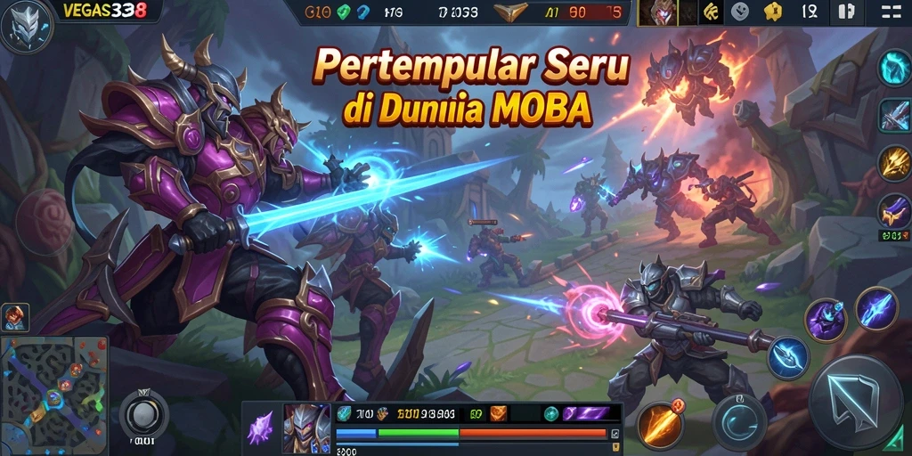 Gameplay seru dalam pertarungan tim MOBA