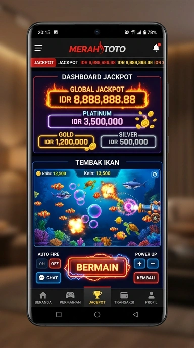 Tampilan antarmuka utama aplikasi merahtoto.